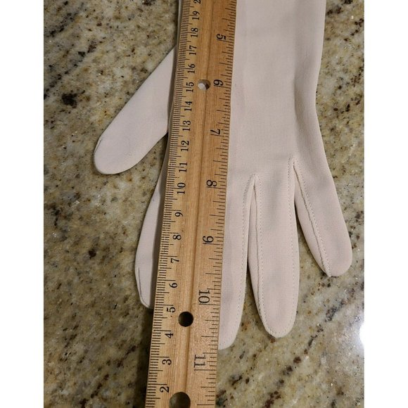 Vtg Cream Color Nylon 10.5" Formal Stretch Women's Gloves. One size fits all USA - Picture 11 of 12